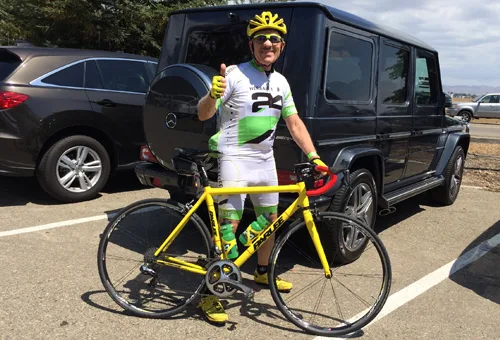 Dr. Lou Ignarro preparing for the Windmill Century Ride in California